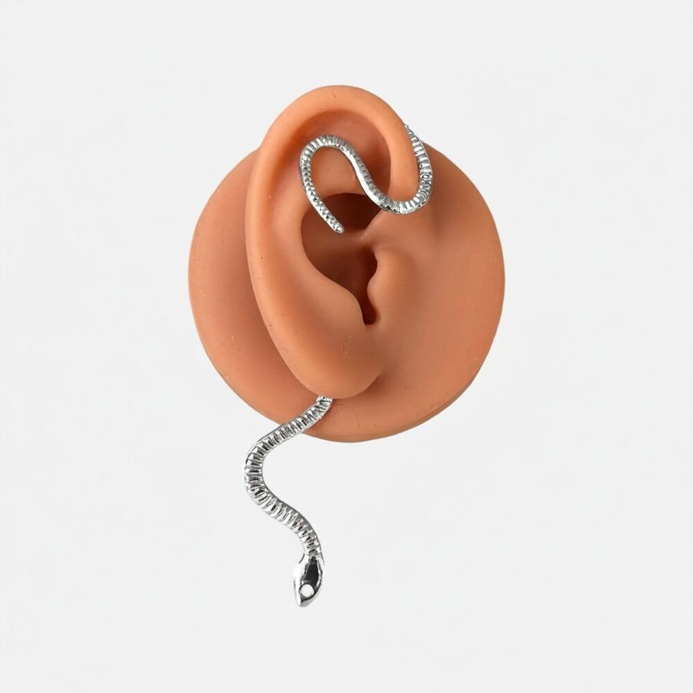 Snake Metal Silver 1 Piece Ear Clip